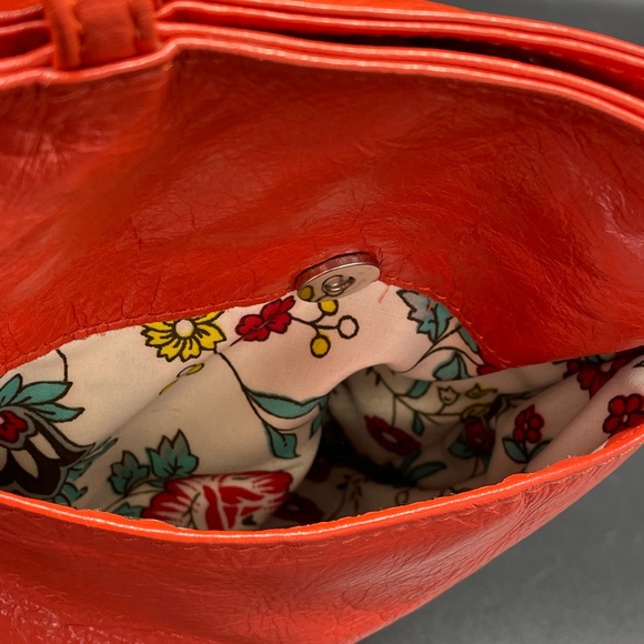 Latico NJ USA Vibrant Orange Leather Tote Shoulder Bag - Picture 9 of 13